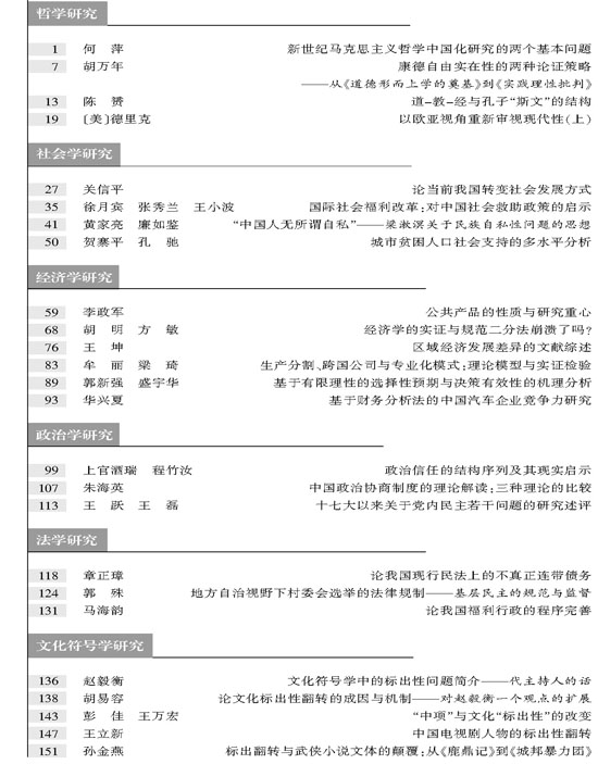 《江苏社会科学》2011年第5期摘要